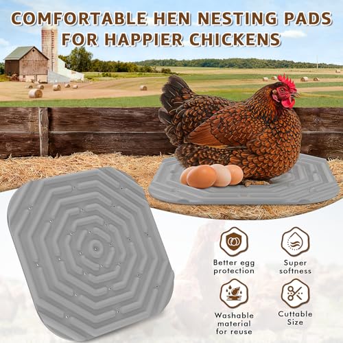 Washable Chicken Nesting Pads for Laying Eggs Nesting Pads for Chicken Coop Nesting Chickens Durable Chicken Bedding for Coop, Poultry Nest Box Pads for Chickens,4 Pcs