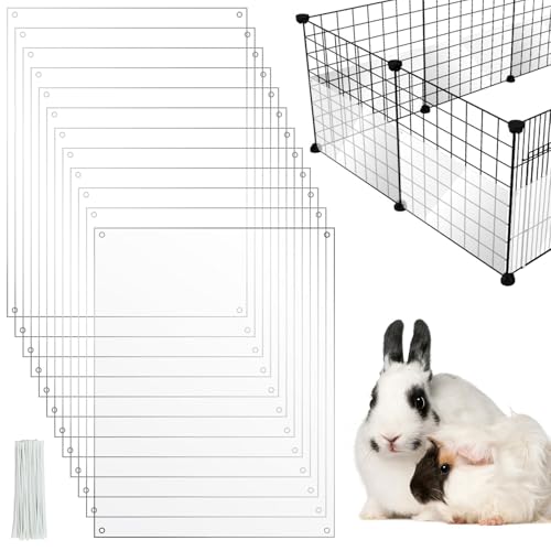 PETKNOWS 12 Pack Pet Cage Liner Protection Rabbit Cage Urine Guard Clear Cage Edge Liner Guinea Pig Side Lining Habitat Siding Cage Accessories, 11.8 inches x 9.8 inches Bedding Litter - color: Transparent, size: 30X25 CM