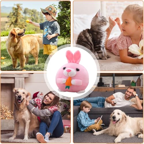 Active Moving Pet Plush Toy, Interactive Dog Toys Pet Bouncing Balls, USB Rechargeable Interactive Washable Cartoon Pig Plush Sound Electronic Dog Toy, Small Cute Squeaky Pig Dog Toy (Rabbit) - color: Rabbit