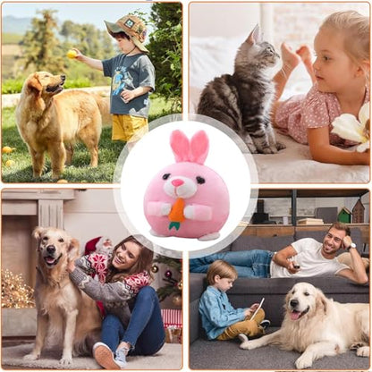 Active Moving Pet Plush Toy, Interactive Dog Toys Pet Bouncing Balls, USB Rechargeable Interactive Washable Cartoon Pig Plush Sound Electronic Dog Toy, Small Cute Squeaky Pig Dog Toy (Rabbit) - color: Rabbit