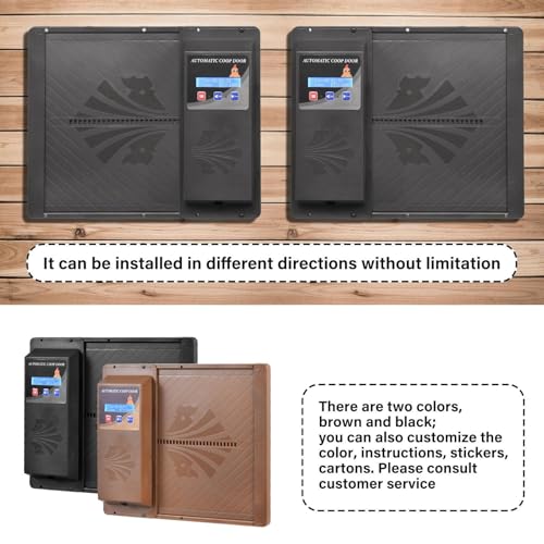 Large Automatic Chicken Coop Door, Side Opening Poultry Entry with Timer Control, Anti-Pinch Safety, Battery or USB Power, LCD Screen, Quick Install for Backyard Chicken House - color: Black