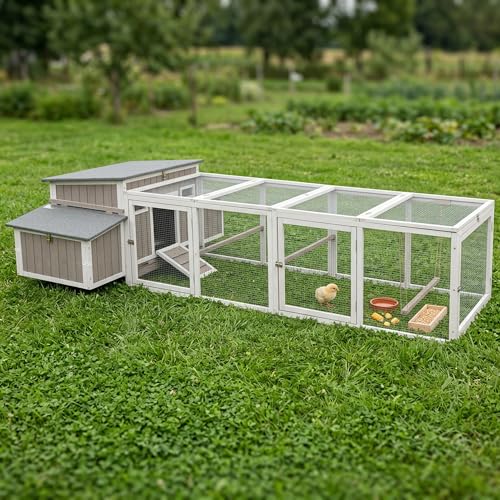Expandable Chicken Run with Roosting Bars & Swing – Metal Wire Enrichment Poultry Enclosure, Secure Lockable Door, Connectable Design for Coop Expansion – Backyard Habitat for Chickens, Ducks, Rabbits - style: 80.1"L x 27.6"W x 21.5"H