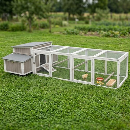 Expandable Chicken Run with Roosting Bars & Swing – Metal Wire Enrichment Poultry Enclosure, Secure Lockable Door, Connectable Design for Coop Expansion – Backyard Habitat for Chickens, Ducks, Rabbits - style: 80.1"L x 27.6"W x 21.5"H