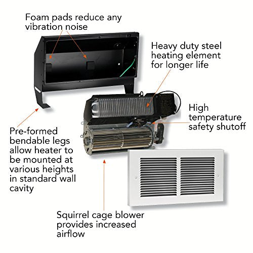 Cadet Register Series Electric Wall Heater Complete Unit (Model: RMC202W, Part: 63313), 240/208 Volt, 2000/1500 Watt, White