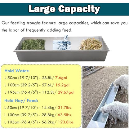 Large Capacity Animal Feeders and Waterers, Easy to Clean Open Troughs for Goats, Cattle, Sheep Feeding - size: L 50cm/1.6ft