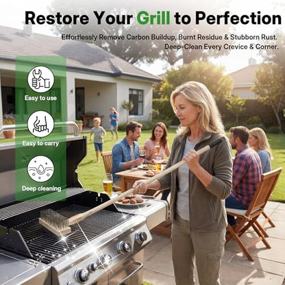 1PCS 51" Stainless Steel Grill Brush for Outdoor Grill Cleaning Brush with Long Handle, BBQ Grill Brush Detachable Double Ended Wire Bristle Brush Grill with Fixing Bolts & Wrench - color: 47in 1pcs