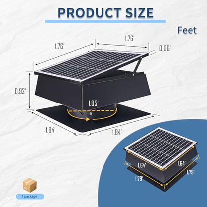 Solar Roof Vent Fan, 60W Dual Power Attic Fan with Thermostat &,A3 | 60W monocrystalline solar panel, dual power backup, 3-speed remote & 25°C auto-start, 2500m³/h high airflow, quiet <45dB - color: A3