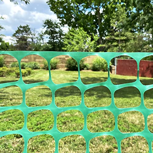 Ashman Plastic Mesh Fence, 4'x50' Feet, 1 Roll, Green, Construction Barrier Netting, Garden Fencing, Fences Wrap, Above Ground, for Snow, Poultry, Chicken, Deer, Patio, Garden Netting, Green 50FT. - color: Green, size: 50 FT