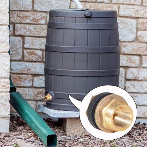 Joywayus 2Set Brass Male Bulkhead Kit Include 3/8" Female 1/2" Male Water Tank Connector Threaded And 1/2" Female Outer Hex Head End Pipe Caps with Rubber Gasket - size: 1/2" Male x 3/8" Female-2PCS