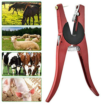 Livestock Ear Tag Plier, Animal Ear Tag Install Tool 90 Degrees Applicator Puncher Tagger for Livestock Pigs Sheep Goats Cattles Cows