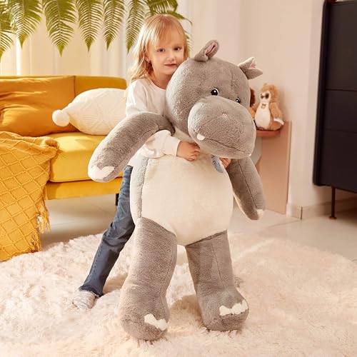 IKASA Giant Hippo Stuffed Animal,30" Jumbo Plush Toy, Soft and Cute Toys for Kids Boys Girls (Gray) - style: Hippo