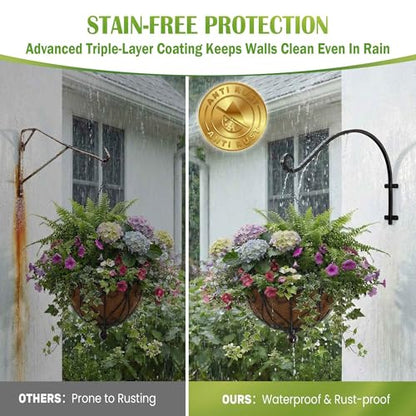 AJART Plant Hanger Bracket Outdoor: 16-Inch Metal Bird Feeder Wall Hooks - 2 Pieces Heavy Duty Plant Hanger Hook for Hanging Flower Baskets - size: 16 Inch, style: Plant Hanging Hooks