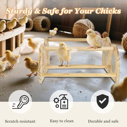 Chicken Perch, Natural Wood Chicken Roosting Perch, Hand-Polished Chick Roosting Bar, Sturdy Solid Wood Stand Fits Birds' Gripping Instinct, Durable Poultry Accessories (Medium, Swing & Mirror) - size: Swing & mirror