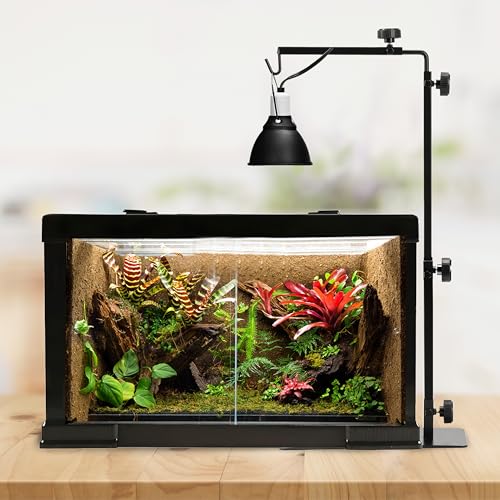HealSmart Reptile Metal Lamp Stand Adjustable Floor Light Holder, Heating Light Landing Bracket, for Dome lampshade, Terrarium Tank, 15-36 Inch Height