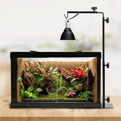HealSmart Reptile Metal Lamp Stand Adjustable Floor Light Holder, Heating Light Landing Bracket, for Dome lampshade, Terrarium Tank, 15-36 Inch Height