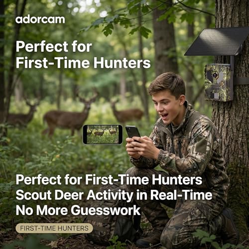 Cellular Trail Camera for Outdoor - Auto Connect Nationwide 4G LTE Non Stop Solar Power - Instant 2K Live Video for Wildlife Deer Hunting Farm Ranch Property Security - Low Glow Waterproof