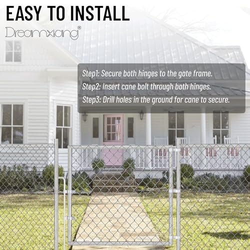 Gate Drop Rod for Chain Link Fence, 32" x 1-5/8" Heavy Duty Cane Bolt Galvanized Steel Hardware Ground Latch for Single or Double Gate in Yard, Garden, Farm (1 Pack) - size: 32in(1-5/8" thickness)