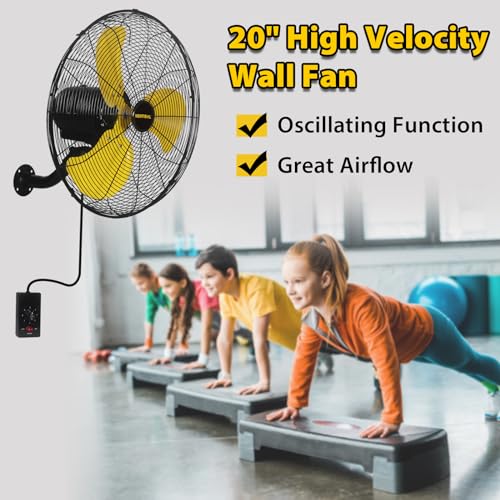VENTISOL 20 Inch Wall Mount Fan Oscillating, 4,460 CFM High Velocity Industrial Wall Fan for Indoor, Commercial, Residential, Warehouse, Greenhouse, Workshop, Basement - size: Osc. 20 inch