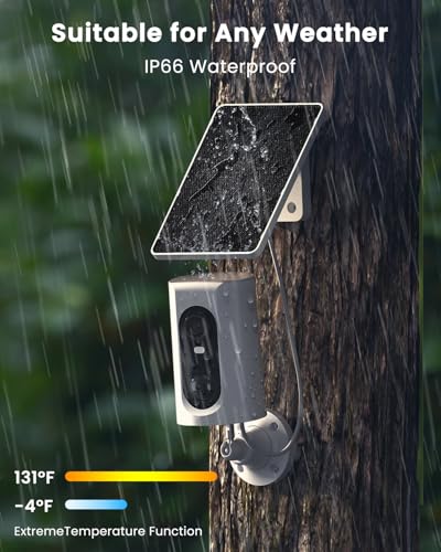 ANRAN 4G LTE Cellular Solar Security Camera Wireless Outdoor, 2K No WiFi Solar Powered Security Camera, 2 Way Audio, Smart Motion Detection, Color Night Vision, IP66, White (32GB & SIM Card Included) - color: 4G-White