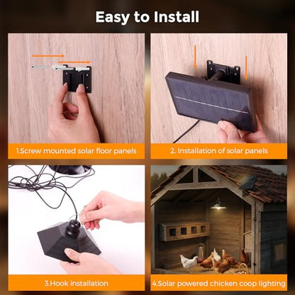 4800mAh Solar Chicken Coop Light with Timer, 3/5/8H Remote, Chicken Coop Accessories, Dual Lamps 58 LED, 3 Brightness Levels, 19.6ft Cords, IP54 Waterproof Light for Sheds Barns Farm Stables