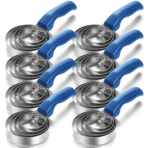 Tanlade 8 Pack 4 Rings Curry Comb Horse Brush Metal Curry Brush Derby Party Supplies Reversible Stainless Steel Curry Comb Scraper with Comfortable Grip for Cow Sheep Pet Dog Goat Horse, Blue - color: Blue