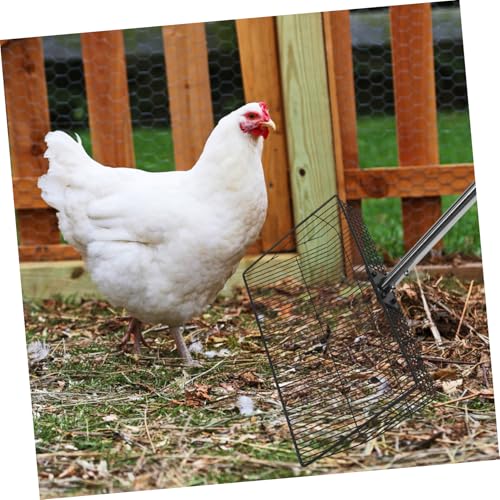 Metal Scooper with Long Handle Chicken Coop Cleaning Shovel Heavy Duty Poultry Manure Scoop for Farm and Home Use 38cm
