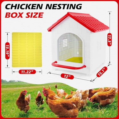 Chicken Nesting Box, Waterproof Plastic Chicken Coop with Washable Nesting Pad, Nesting Box for Hens/Ducks/Rabbits and Poultry - color: Red