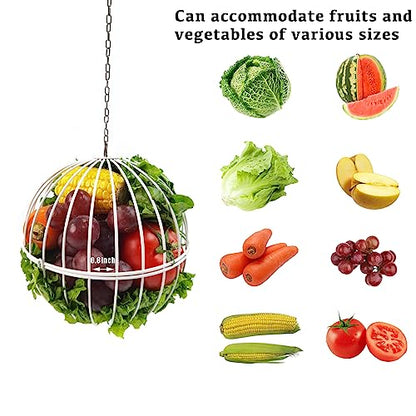 Hanging Chicken Feeder - 7.1 Inch Large Iron Chicken Veggie Treat Ball - Sturdy Chicken Treat Holder with 15.7 Inch Hanging Chain - White - color: White