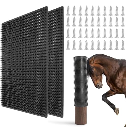 2 Pack Large Livestock Scratching Brush Horse Scratching Post Pad, Horse Cow Scratching Post for Grooming, 21.65" x19.68" Horse Scratcher Brush for Cattle Horse Cow Dogs Pigs - size: Large