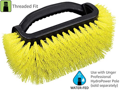 Unger Professional Lock-On 4-Sided Outdoor Scrub Brush, Compatible with Threaded Poles, Stiff Bristle Scrubbing, Cleaning Supplies for Decks, Stairs, Garage Floors, and Driveways - size: (Pack of 1)