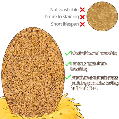 12 Pack Chicken Nesting Pads, 12x12 Inch Artificial Grass Nest Box Liners, Washable & Shed-Resistant Mat with Drain Holes for Hen Laying Eggs, Coop Bedding Accessories