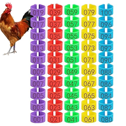 Genérico Chicken Thigh Clip: Numbered Poultry Leg Bands, Clip Tags, Adjustable Chicken Leg Identification Rings, Durable Bird Marking - color: 50 Pcs