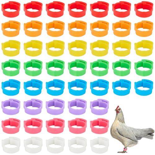 GORGECRAFT 120Pcs 8 Colors Chicken Leg Rings 17mm Plastic Multicolor Adjustable Identification Poultry Chickens Ducks Foot Legs Clip On Round Tags Ring for Bantam Finch Dove Turkey Goose