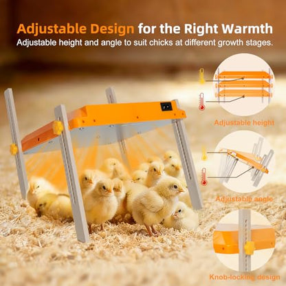 Chick Brooder Heating Plate, Briidea 80W Brooder Heater with 110–130℉ Constant Heat, Energy-Efficient, Adjustable Height & Angle, 10 PET Cleaning Film, Warmth Like Hen, 10" x 10" for 15 Small Poultry - color: Straight support