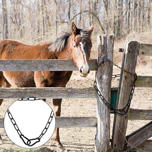 lasuroa Gate Chain Lock, 20 Inch Stainless Steel Gate Link Chain Lock with Both-Ended Carabiners Chain Link Gate Latches for Outdoor Fences, Pet Cages, Horse Goat Cow Corral Supplies