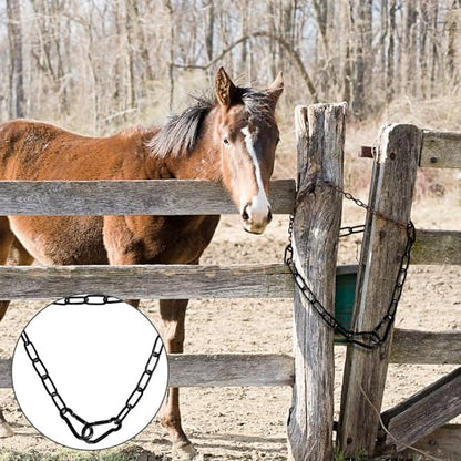 lasuroa Gate Chain Lock, 20 Inch Stainless Steel Gate Link Chain Lock with Both-Ended Carabiners Chain Link Gate Latches for Outdoor Fences, Pet Cages, Horse Goat Cow Corral Supplies