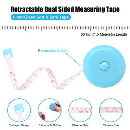 Tape Measure Retractable, Fabric Measuring Tape, 60 Inch Small Sewing Tailor Soft Ruler for Craft Nursing Clothing Medical Travel(3 Pack/Sky Blue) - color: Sky Blue