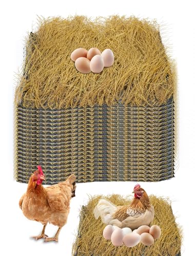 36 Pack Nesting Pads 12" × 12", Chicken Nesting Pads for Coop, Washable Artificial Straw Nesting Box for Laying Eggs for Hen Small Pets(Yellow)