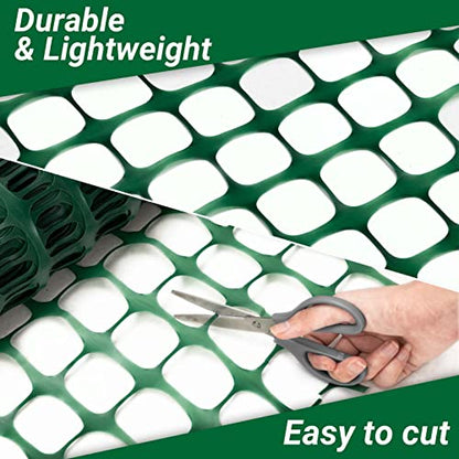 DOEWORKS Safety Fence, 4 x 100 FT Green Plastic Mesh Fence Roll Barrier Netting for Construction Fencing Animal Fencing Garden Fencing and Event Fencing - color: Green