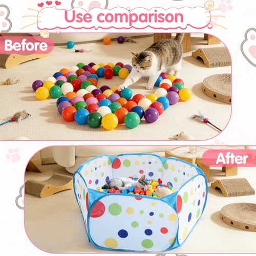 Cat Ball Pit,Pop Up Ball Pits Tent，Cat Enrichment Toys，Suitable for Indoor and Outdoor Activities (39.37inches in Diameter,No Ball Included) (Blue) - color: Blue