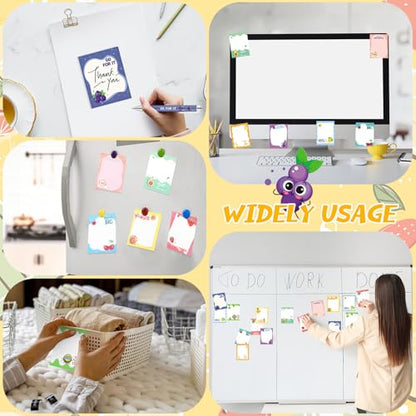 Dispowreath 24 Pcs Funny Positive Fruit Sticky Notes with Pens Christmas Cute Notepad Memo Notes Pads Black Ink Pen Bulk Gifts for Coworkers Employee Teacher Office Supplies - style: Fruit