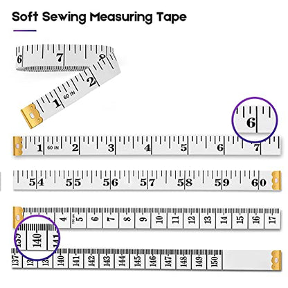 Tape Measure, iBayam Soft Ruler Measuring Tape for Body Weight, Fabric Sewing Tailor Cloth Vinyl Measurement Craft Supplies, 60-Inch Double Scale Ruler, 2-Pack, White&Pink Tape Measure - color: Pastel Pink, White