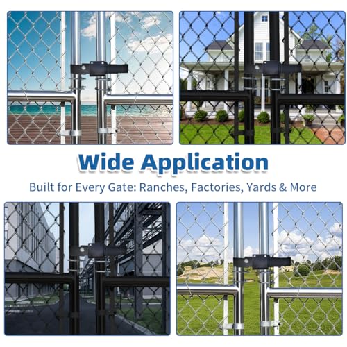 Chain Link Double Gate Latch for 1-3/8 Inch Gate Frames - Strong Arm Design with Padlock Holes,Chain Link Fence Gate Latch for Ranch Fences & Yard Gates