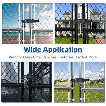 Chain Link Double Gate Latch for 1-3/8 Inch Gate Frames - Strong Arm Design with Padlock Holes,Chain Link Fence Gate Latch for Ranch Fences & Yard Gates
