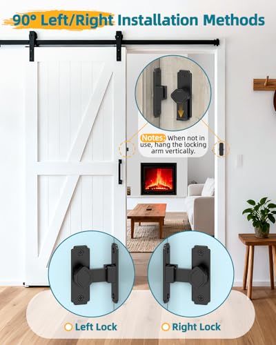 90 Degree Barn Door Lock, Small Sliding Barn Door Latches, Rust-Proof Sliding Gate Latch Lock for Garden, Bathroom, Cabinet, Pet Cage, Window, Shed (Black-4PCS) - color: Black-4PCS