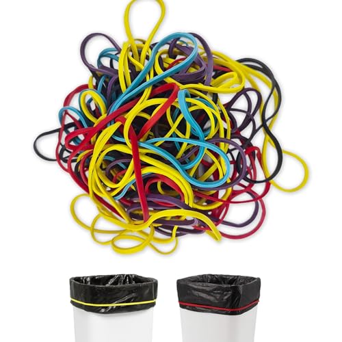 50Pack Trash Can Rubber Bands,5 Colors Large Rubber Bands,Heavy Duty,Reusable Elastic Bands for 13-30 Gallon Bins for Office Supplies File Folders Box Books,Bundle Rugs, BBQ Covers