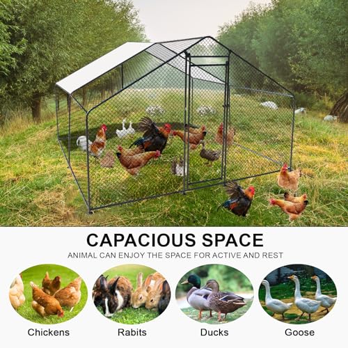 13.1'L x 9.8'W x 6.6'H Metal Chicken Coop,Chicken Run | Waterproof Anti-Ultraviolet Cover Resists rust, corrosion and fading - size: 13.1'L x 9.8'W x 6.6'H
