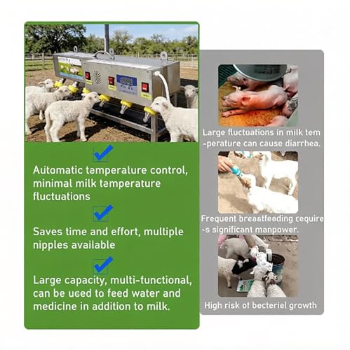 Automatic Stainless Steel Piglet Feeder - 6-Nipple Universal Suckling Machine with Sound Simulation & Constant Temperature for Healthy Lambs and Growing Piglets