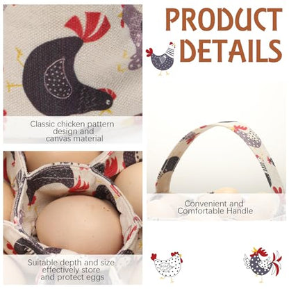Sweetude 2 Pieces Egg Basket Mini Egg Collecting Bags Gathering Basket with 7 Pouches for Farmhouse Chicken Hen Duck Goose Housewife Garden Transporting Storage, 8 x 2.6 Inch(Lovely) - color: Lovely