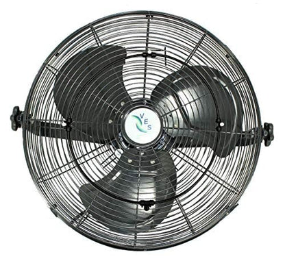VES Moisture Resistant Outdoor Wall/Ceiling Mount Shop Fan/Industrial Basket Fan for Cooling and Ventilation (18 inch, Black) - style: Black